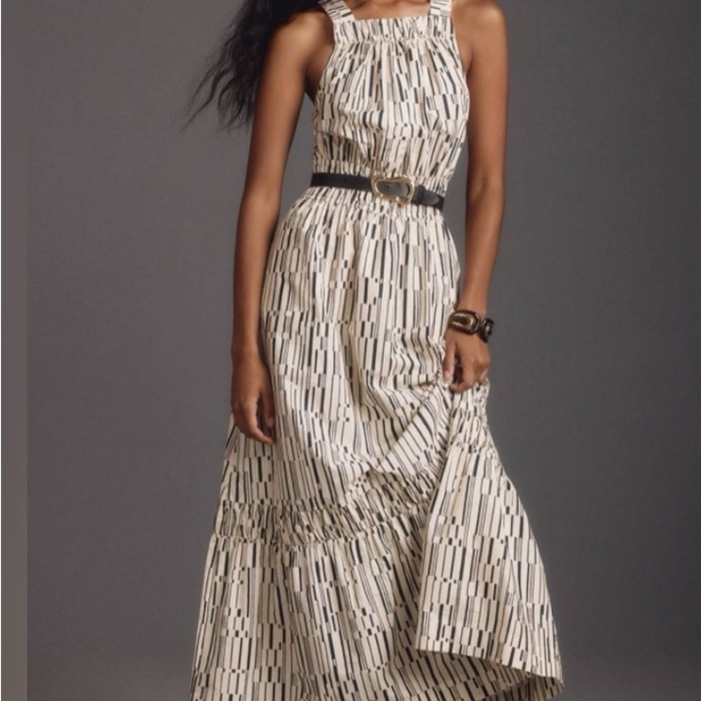 Anthropologie Somerset Sleeveless Tank Maxi Dress NWT Black and Cream Size Small